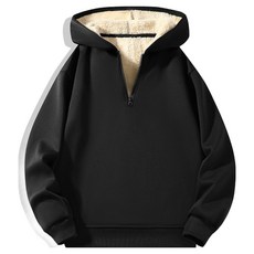 MarketA 男款半拉鍊簡約刷毛連帽T恤