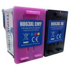 토너피아 HP 대용량 HP2130 HP2131 HP2132 HP4650 HP5520 No.63 No.63XL No63 호환잉크 세트 HP63XL, 검정, 컬러, 1세트 검정, 컬러, 1세트