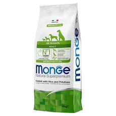 몬지 어덜트 강아지 모노프로틴 LID 올브리드 건식사료, 토끼, 12kg, 1개