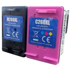 토너피아 삼성 대용량 SL-J2160W / SL-J2165W 호환잉크 세트 INK-M260XL INK-C260XL, 검정, 컬러, 1세트