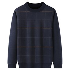 MarketA 男士方格紋圓領刷毛針織衫