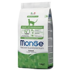 몬지 어덜트 고양이 내추럴 슈퍼프리미엄 모노프로틴 건식사료, 토끼, 1.5kg, 1개 토끼, 1.5kg, 1개