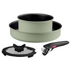 테팔 인덕션 매직핸즈 크렘 드 프라이팬 세트, 피스타치오, 냄비 16cm + 프라이팬 24cm + 유리뚜껑 16cm + 손잡이, 1세트
