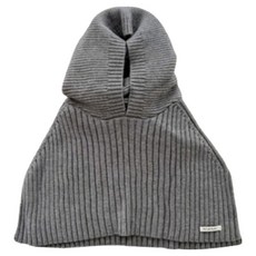 Parajuni 素色羅紋針織保暖披肩一體式戶外帽 HJ0952, 灰色, 1個