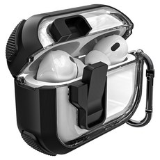 Imall 一鍵式防丟失門鎖側邊全包覆防撞保護殼, 黑色, 1個, AirPods Pro 3