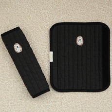 맘스포유 패브릭 100수 누빔 자수 유모차 안전벨트 커버 L 도리, 블랙, 2개