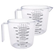 Edish 透明刻度烘焙量杯 PS款, 透明色, 2個, 600ml