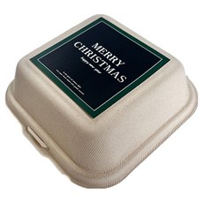 TINA PICNIC 牛皮紙漿容器 + 聖誕貼紙 黑色 + 綠色 混合套組, 1套, 容器 20p + 貼紙 20p