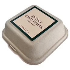 TINA PICNIC 牛皮紙漿容器 + 聖誕貼紙 米色 + 綠色 混搭組合, 1套, 容器 20p + 貼紙 20p