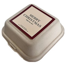 TINA PICNIC 牛皮紙漿容器 + 聖誕貼紙米色 + 紅色混合組, 1套, 容器 20p + 貼紙 20p