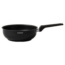 Kuchef 不鏽鋼電磁爐陶瓷塗層炒鍋 黑色, 24cm, 1個