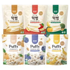 유기농 쌀과자 6종 세트, 백미, 사과, 단호박, 배, 블루베리, 바나나, 상세페이지 참조, 1세트
