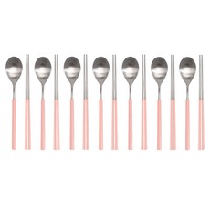 라온누리 스크래치 없는 델라 올스텐 컬러 수저 7벌 세트, 피치핑크, 숟가락 7p + 젓가락 7p, 1세트
