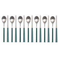 라온누리 스크래치 없는 델라 올스텐 컬러 수저 7벌 세트, 딥에메랄드, 숟가락 7p + 젓가락 7p, 1세트