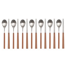 라온누리 스크래치 없는 델라 올스텐 컬러 수저 7벌 세트, 브라운리프, 숟가락 7p + 젓가락 7p, 1세트