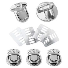 KHOHIMO 圓形亮點包包鎖扣裝飾 4入 + 固定板 4入 組 5W0708, 銀色, 1套