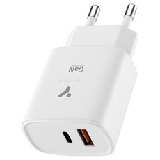 요이치 25W GaN 듀얼포트 2포트 C타입 + USB 타입 PPS 초고속 PD 충전기, 화이트, 1개