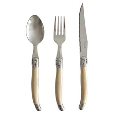 里昂Laguiole單人餐具3件組, 卡其米色, 1套, 餐匙 + 餐叉 + 餐刀