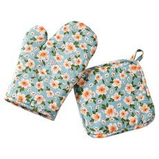 TUTUAN 花卉圖案隔熱手套鍋墊組, 橘子花, 1套