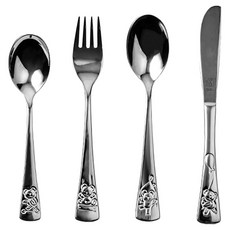 ZWILLING 雙人 幼兒泰迪餐具4件組 21 x 17.5 x 2.6 cm, 銀色, 1套, 餐匙 + 小湯匙 + 兒童叉 + 兒童刀