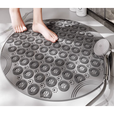 Minaru 圓形浴室指壓腳踏墊, 灰色, 1個