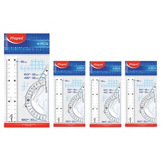 Maped 經典量角器尺 + 三角尺 2入 + 量角器組 15cm, 透明, 4套