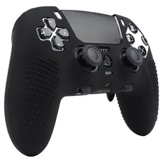 SPACE SHIELD Sony PlayStation PS5 DualSense Edge 相容 浮雕握把 防滑 止滑 矽膠 保護套 保護殼, 黑色, 1個, 單一商品