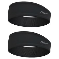 쿼크스 러닝 땀흡수 스포츠 헤어밴드, 블랙, 2개