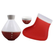 Dalsogum 聖誕禮物 穿襪子的聖誕老人 獨酌 陶瓷盤 + 清酒杯組, 1套, 半德利 + 酒杯 + 盤子