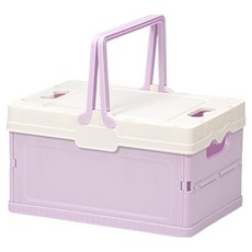 맙소샵 비비드 손잡이 접이식 가정용 야외용 보관 폴딩박스 BRP2085, 라벤더, 1개