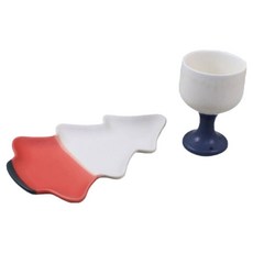 Dalsogum 單人獨酌禮物 陶瓷盤 + 高腳杯 藍色套組, 混合色, 1套