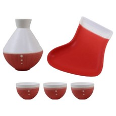 Dalsogum 聖誕家庭派對禮物 穿襪子的聖誕老人 陶瓷德利清酒壺 + 燒酒杯3入 + 盤子套組, 1套, 半德利清酒壺 + 燒酒杯3p + 盤子