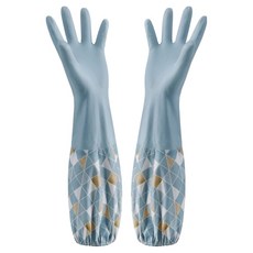 TLYS-J 清潔矽膠手套/防滑洗碗手套/廚房手套/橡膠手套/防水手套/家事手套 束口 + 加絨, 藍色, 45 x 14 x 14cm, 1套