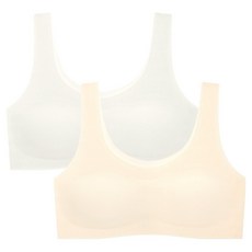 Suafam 青少年用無痕剪裁2階段雙格紋胸罩2件組
