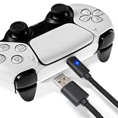 SPACE SHIELD Sony PlayStation PS5 DualSense 相容 電競智慧 LED 充電指示燈 USB A to C 充電數據線 3m, 黑色, 1個, 單一商品