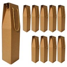 행복술술 튼튼 와인박스 선물포장 상자 A형, 브라운, 10개