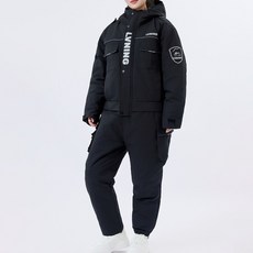 LVNING 鄰家大哥 機車一體式騎士防寒服 外送太空服, 黑色