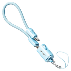 티엑스온 휴대용 고리형 C타입-C타입 키링 손목 스트랩 충전 숏케이블, 1개, 블루, 30cm