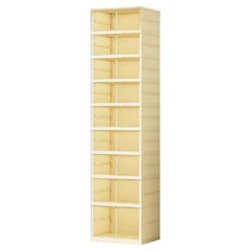 Life+ 日式簡約超大容量加厚免安裝一體式折疊鞋盒 高款 1個 + 正常款 8個, 白色, 9層