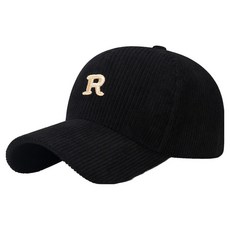 Atirel素色簡約R燈芯絨運動帽, 黑色, 1個