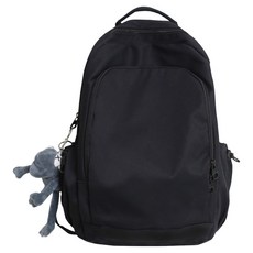 Elsso 簡約尼龍輕量生活防水青蛙娃娃 + 後揹包組合, 黑色(後背包)