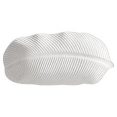 다파랑 나뭇잎 디자인 레스토랑 플레이팅 세라믹 접시 소 HJ0849, 화이트, 1개