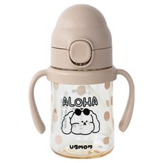 유비맘 유아용 PPSU 원터치 빨대컵 알로하몽이, 200ml, 1개, 초코