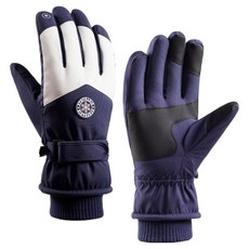 MarketA 男用加厚保暖觸控滑雪手套 雙手穿戴組, 藍色, 1套