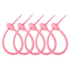 르도아 실리콘 케이블 타이 줄감개, 핑크, 5개