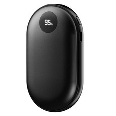케이맥스 3단계 온도조절 충전식 LCD 손난로 보조배터리 5000mAh C타입 케이블, 블랙