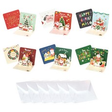 Inp 聖誕節6種雪花彈出式立體卡片 + 信封套組 POP-05 10.2 x 10.2 cm, 混合色, 1套