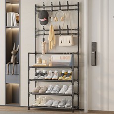 Everight 多功能玄關收納鞋架 60cm 4層, 黑色, 1個