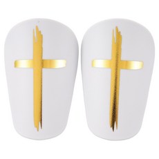 어반딜 축구 골드 십자가 신가드 정강이 보호대 2p, 화이트, 2개