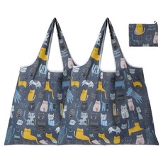 엠이오 키친 대용량 접이식 장바구니, 고양이, 3개